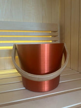 Sauna-emmer Aluminium (Rood) met bamboe handgreep 5 liter