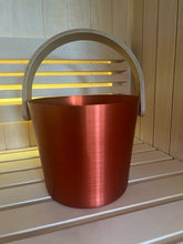 Sauna-emmer Aluminium (Rood) met bamboe handgreep 5 liter