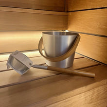 Tylö Sauna emmer/lepel set Aluminium (Zilver) met bamboe handgreep